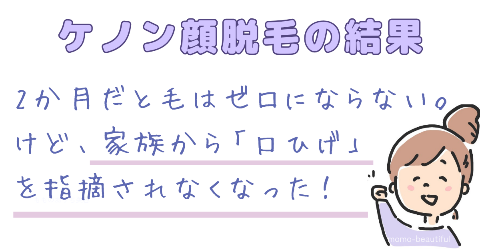 ケノン顔脱毛の結果